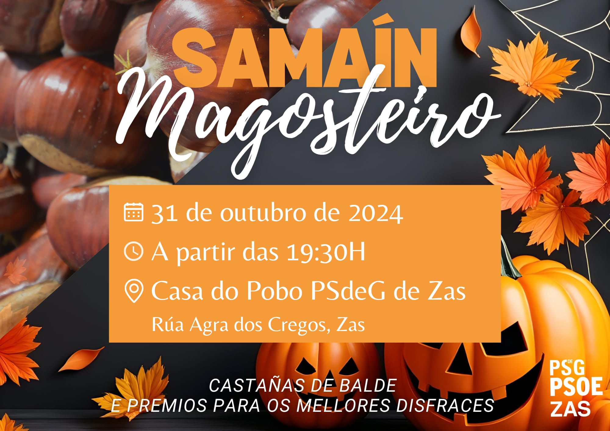 O PSOE de Zas celebra o Samaín cun magosto na Casa do Pobo o xoves 31 de outubro