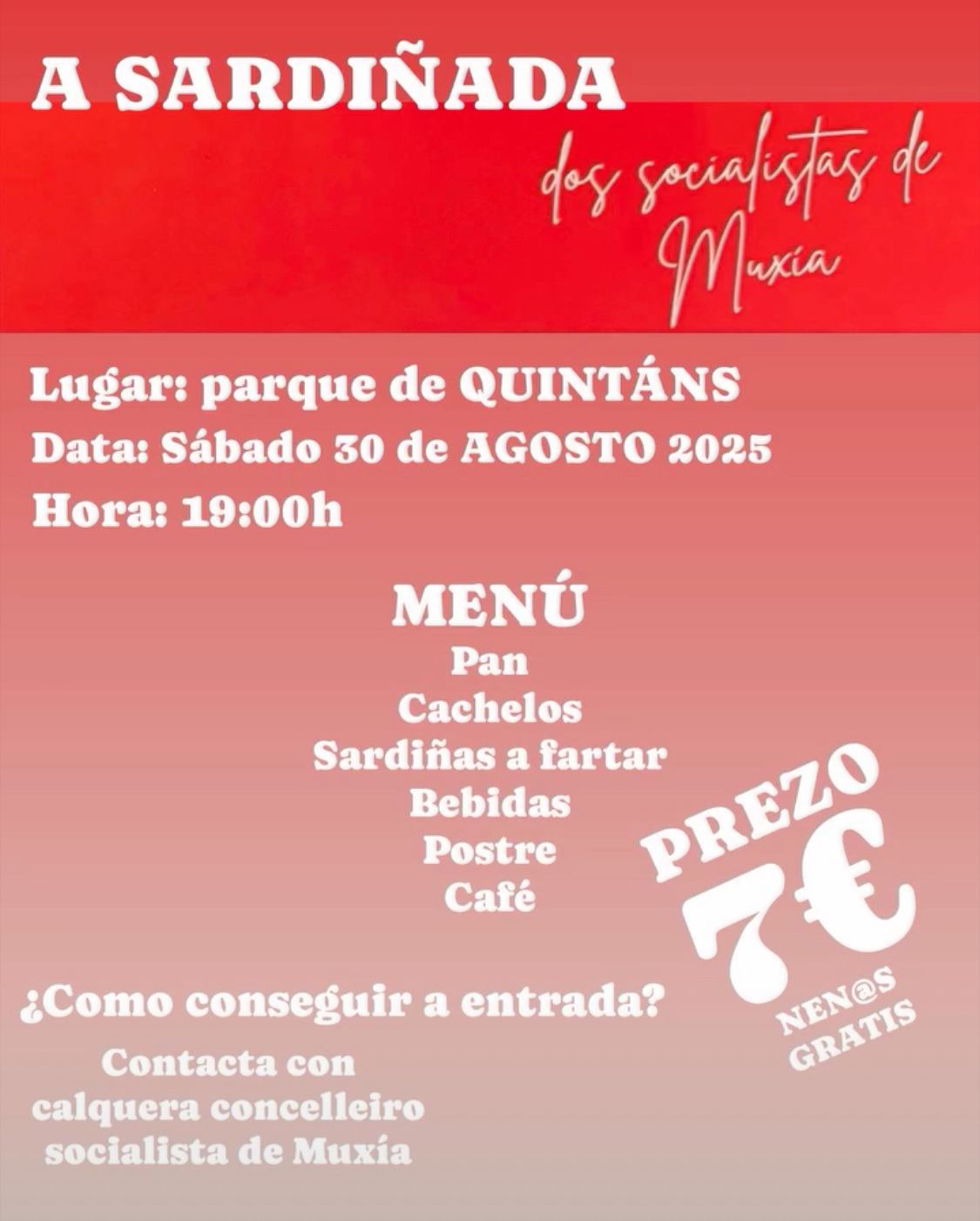 A Agrupación de Muxía celebrará unha sardiñada o sábado 30 de agosto