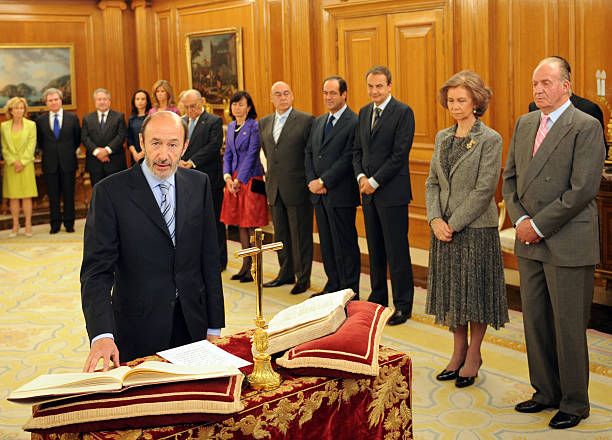 Alfredo Pérez Rubalcaba durante una toma de posesión como miembro del Gobierno de España