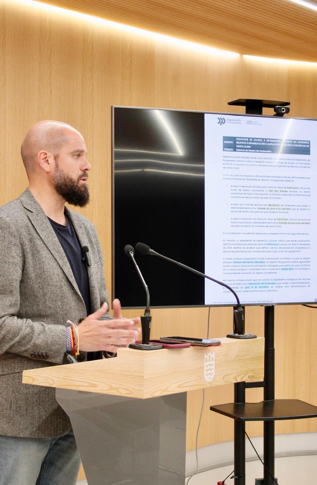 Puentes asegura que a improvisación, a opacidade e os constantes cambios no proxecto de Santa Clara «certifican que o señor Domínguez marchará da Deputación en 2027 sen cumprir a única promesa que lle fixo a esta cidade»: «Vai abandonar o cargo sen ter iniciado as obras de rehabilitación nin abrir os xardíns á cidadanía»