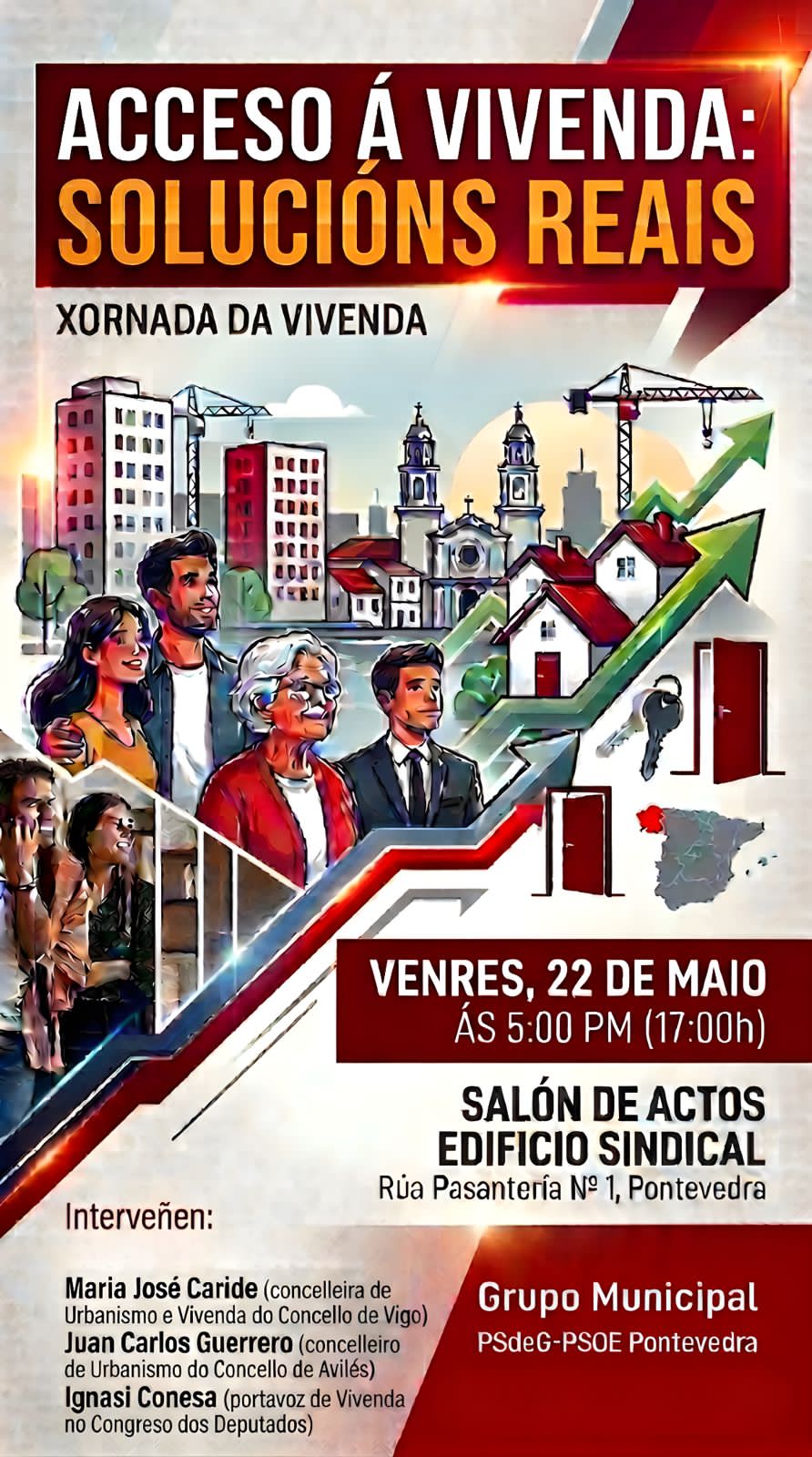O PSOE de Pontevedra promove unha xornada que servirá de laboratorio de ideas para achegar solucións reais aos problemas de acceso á vivenda